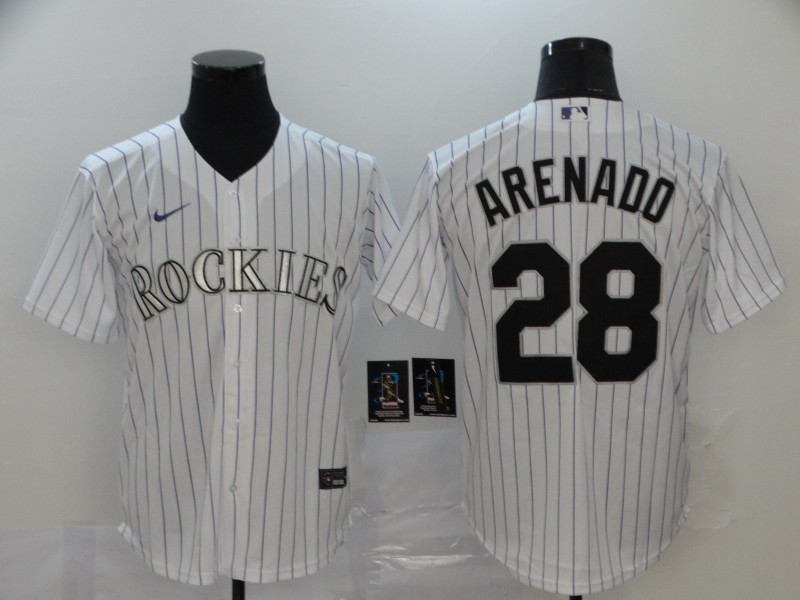 Men's Colorado Rockies Nolan Arenado #28 White Baseball Jersey